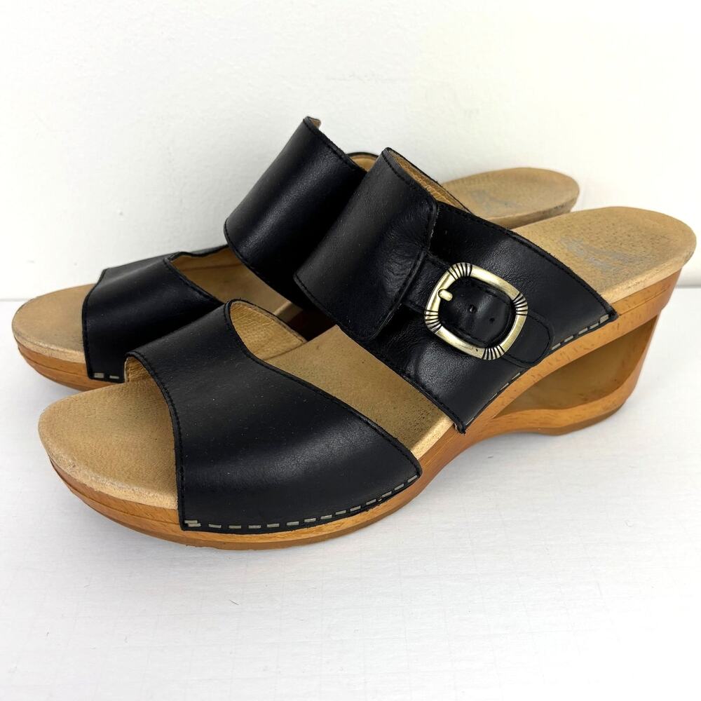 Dansko Tawny Black Leather platform sandals EU 10/ US 9.5